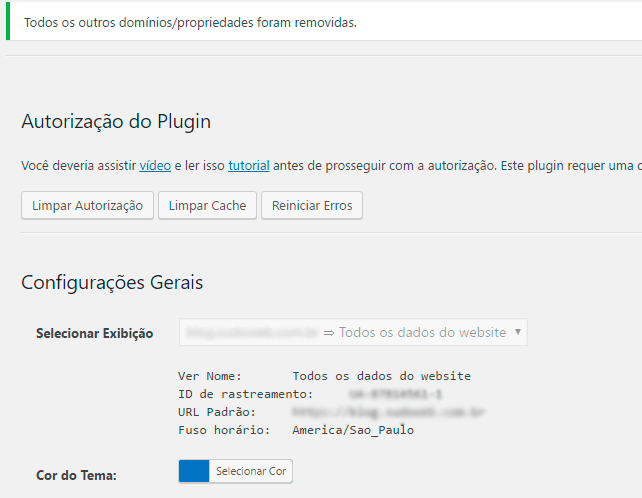 autorizacao do plugin google analytics wp