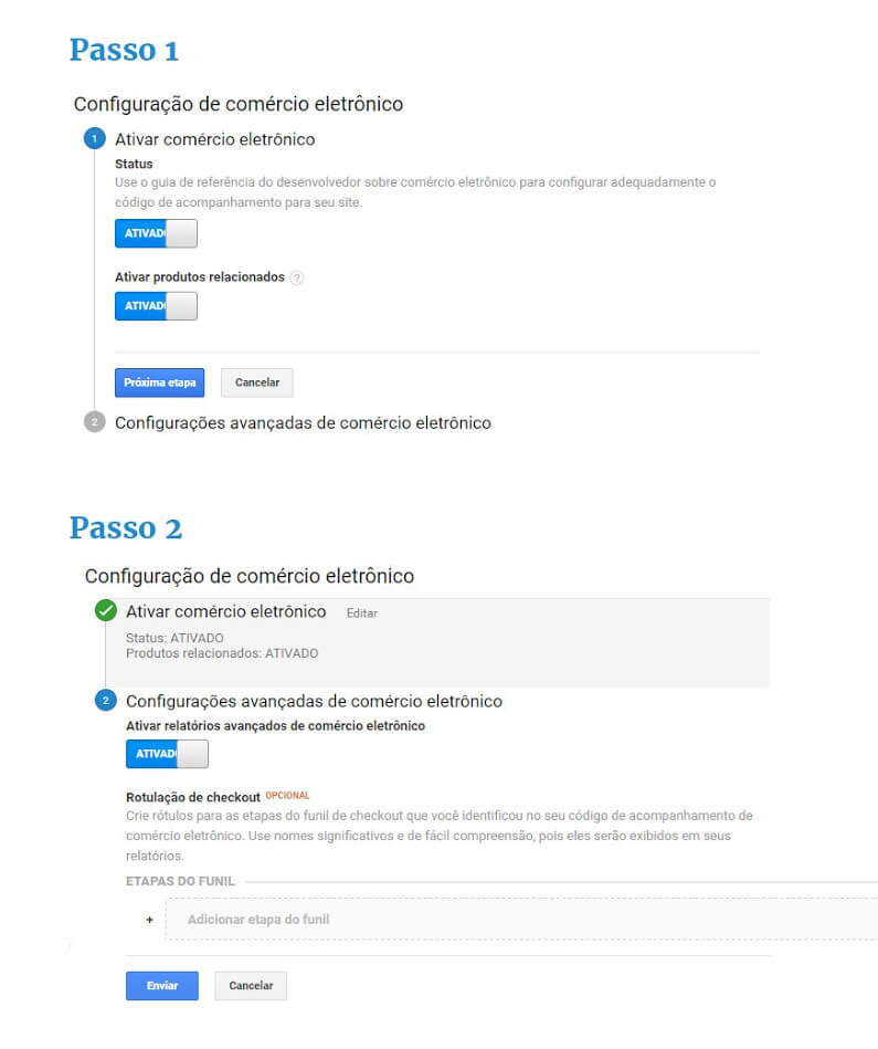 passo 01 e passo 02 google analytics