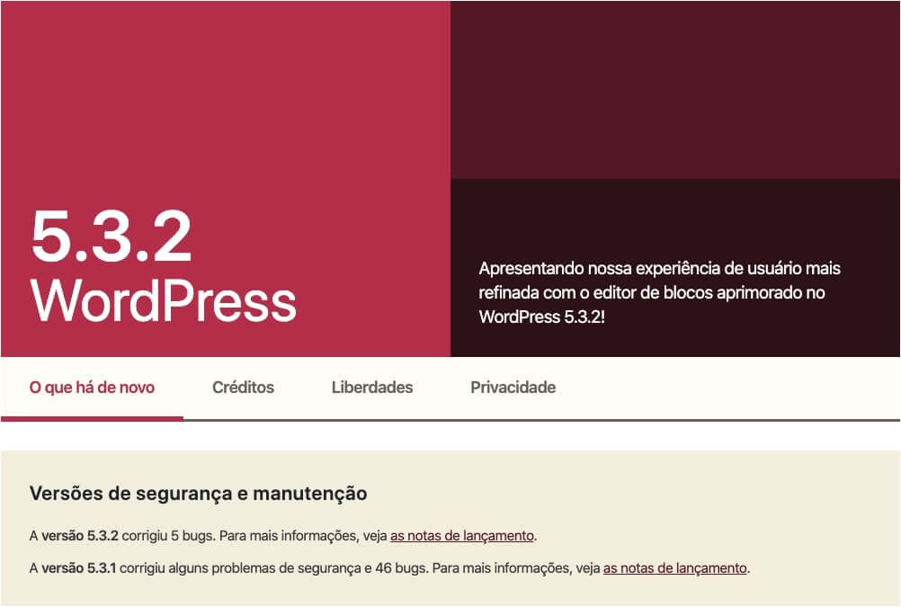 WordPress atualizado