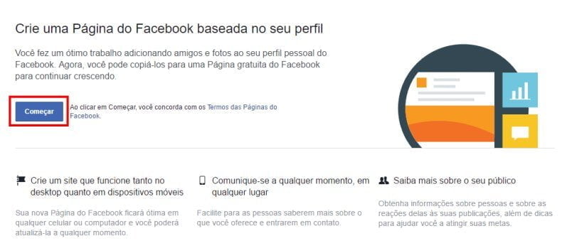 Como tornar perfil em página Facebook