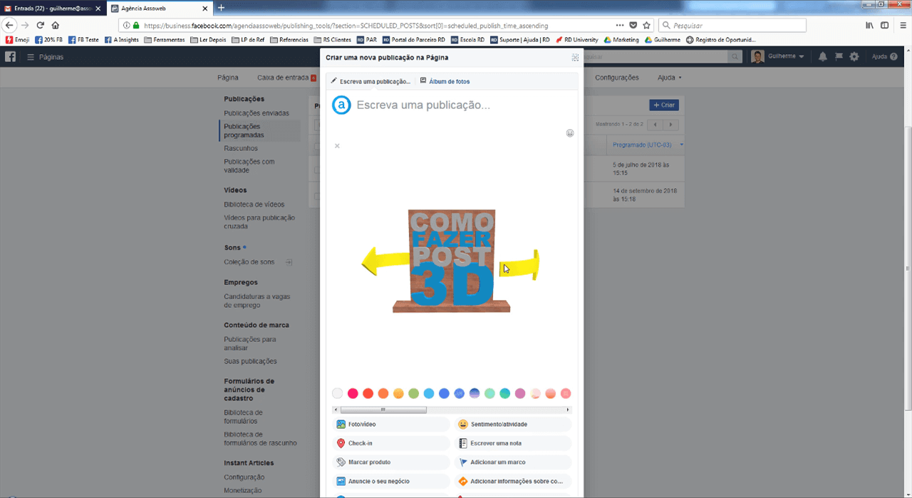 Visualizando o arquivo 3D no Facebook