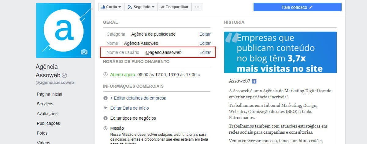 Como personalizar a url da pagina no facebook