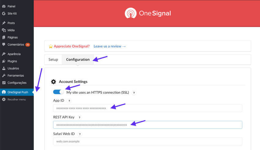 Configurando o Plugin OneSignal